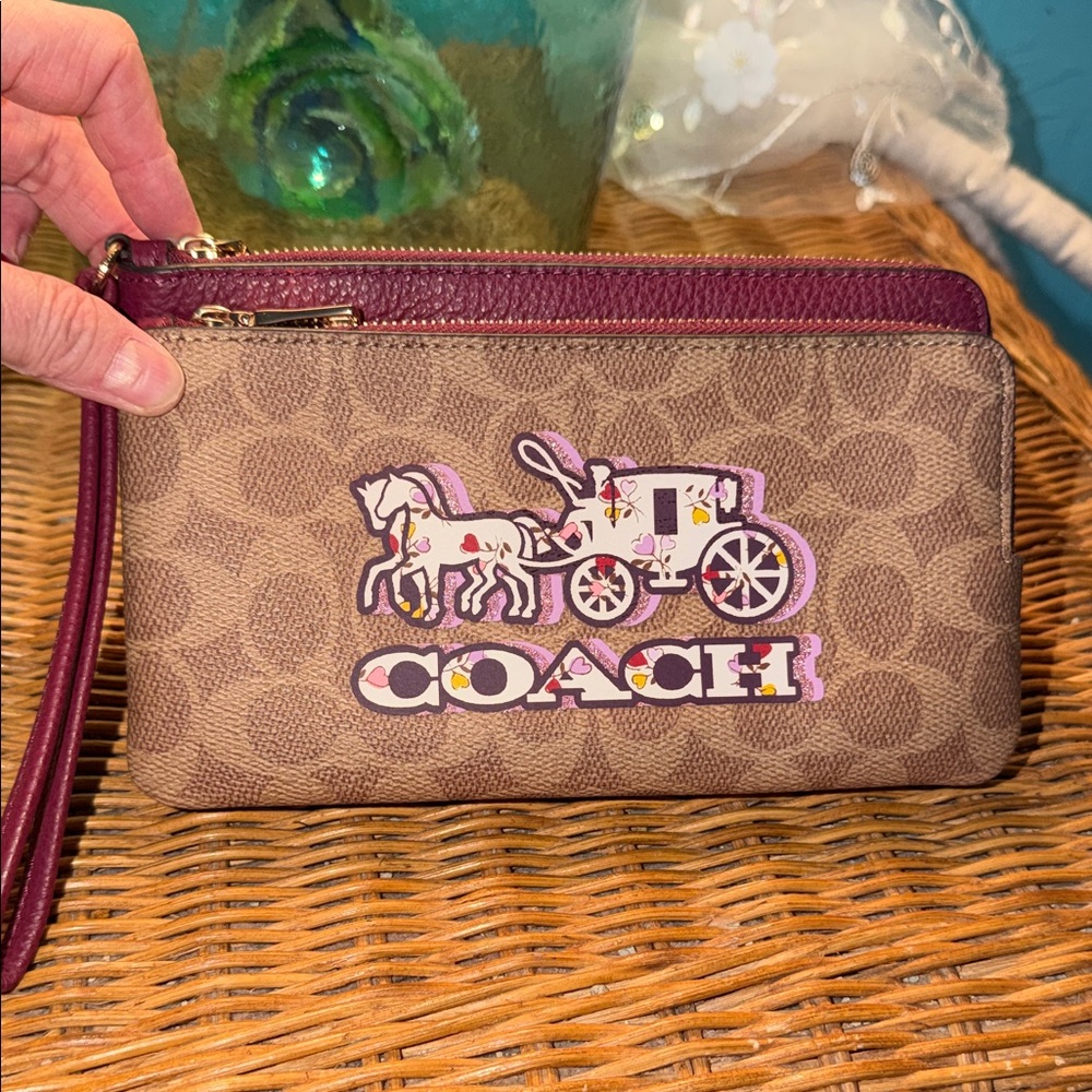 Coach Double Zip Carriage Wallet/Wristlet NWOT